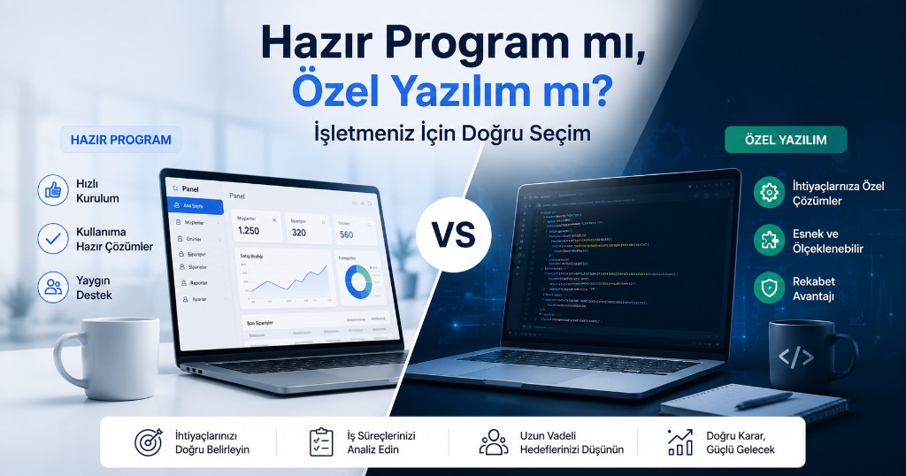 Hazır program ve özel yazılım karşılaştırması