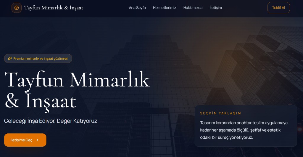 Tayfun Mimarlık & İnşaat kurumsal web sitesi